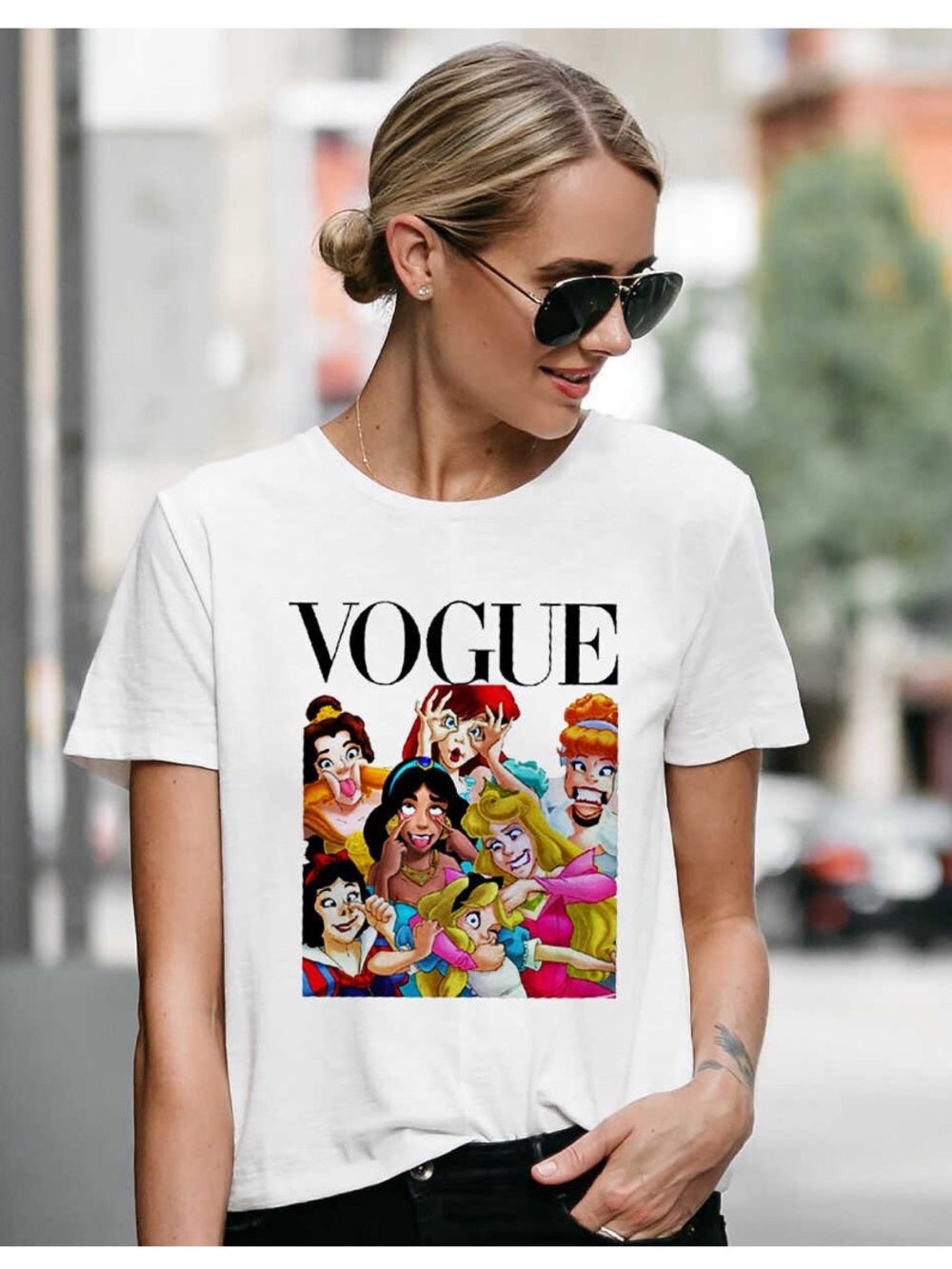Vogue Disney Princesses white women's T shirt